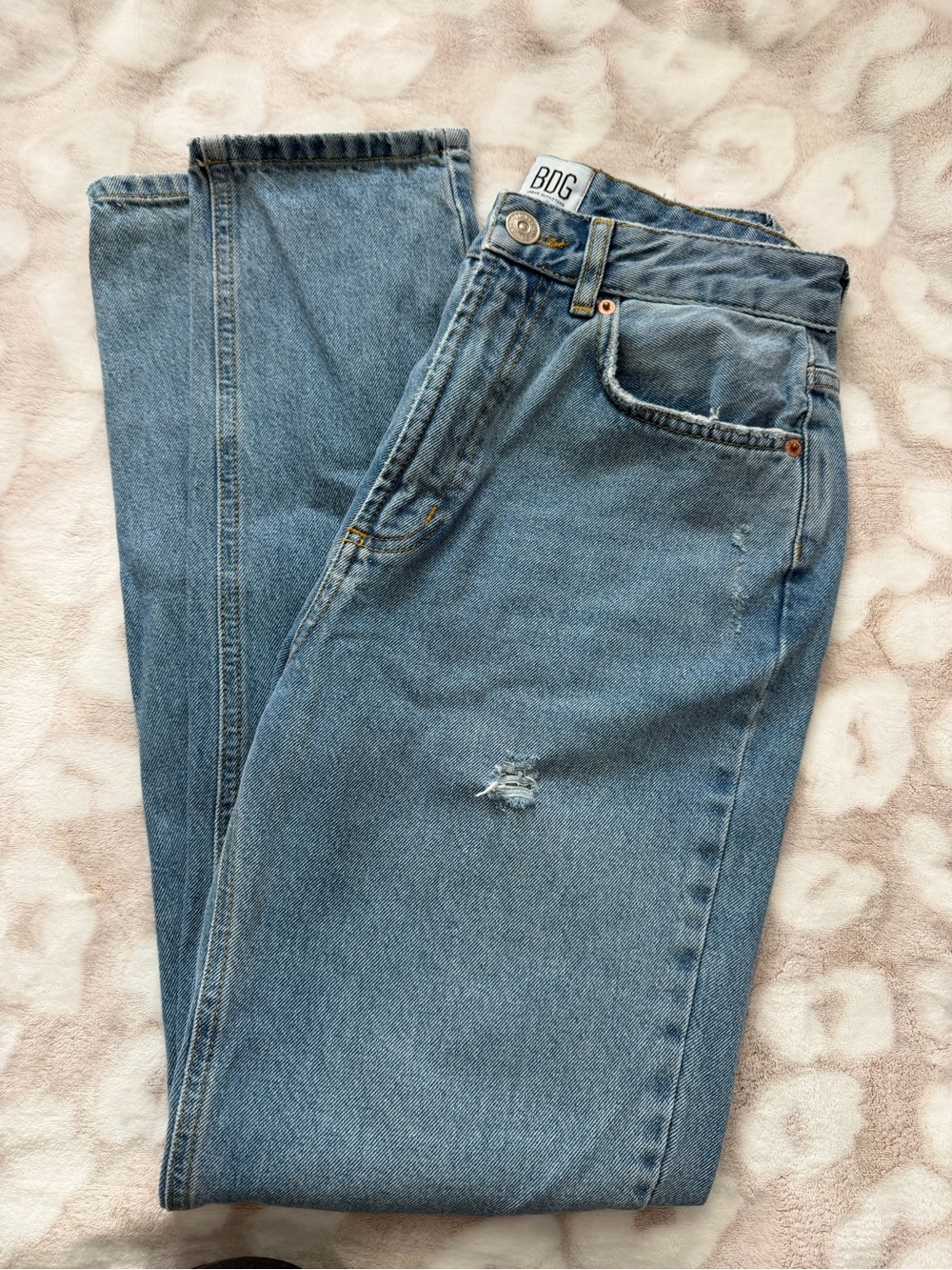 BDG Light Blue Mom Jeans with Faded Wash